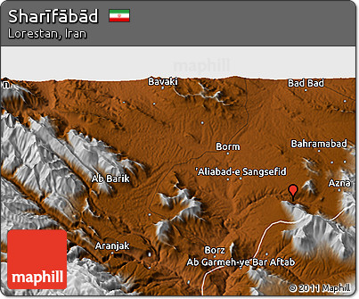 Physical 3D Map of Sharīfābād