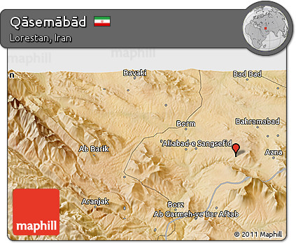 Satellite 3D Map of Qāsemābād