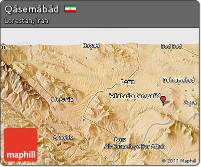 Satellite 3D Map of Qāsemābād