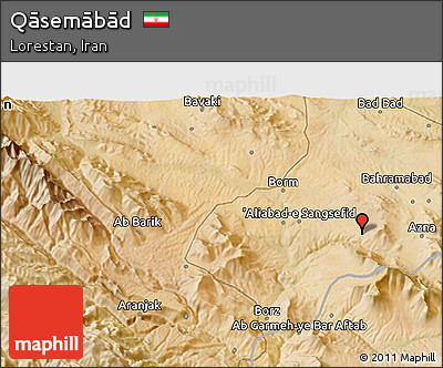 Satellite 3D Map of Qāsemābād