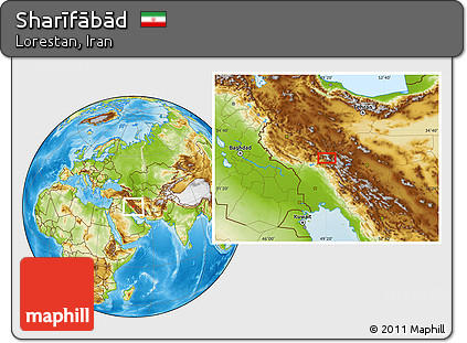 Physical Location Map of Sharīfābād