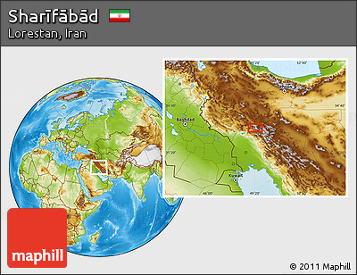 Physical Location Map of Sharīfābād