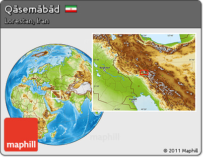 Physical Location Map of Qāsemābād