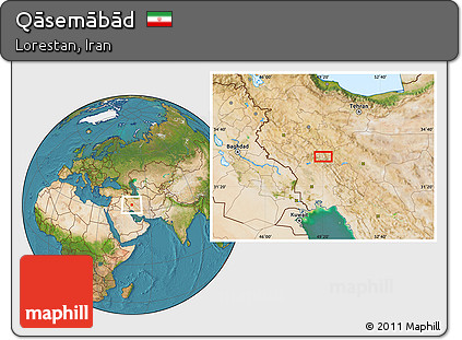 Satellite Location Map of Qāsemābād