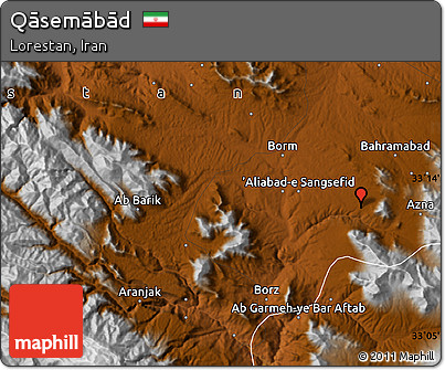 Physical Map of Qāsemābād