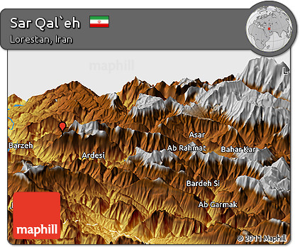 Physical Panoramic Map of Sar Qal`eh