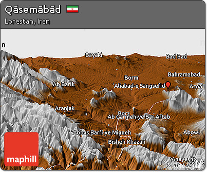 Physical Panoramic Map of Qāsemābād