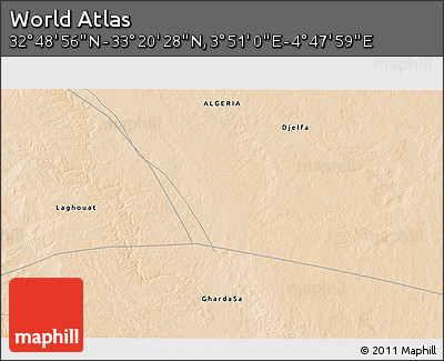 Satellite 3D Map of the Area around 33° 4' 42" N, 4° 19' 30" E