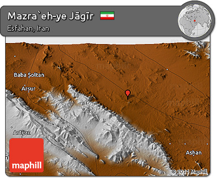 Physical 3D Map of Mazra`eh-ye Jāgīr