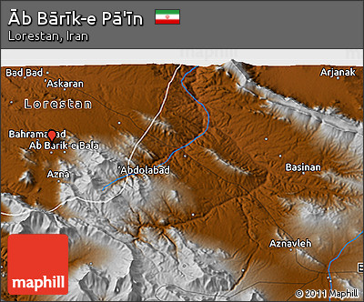 Physical 3D Map of Āb Bārīk-e Pā'īn