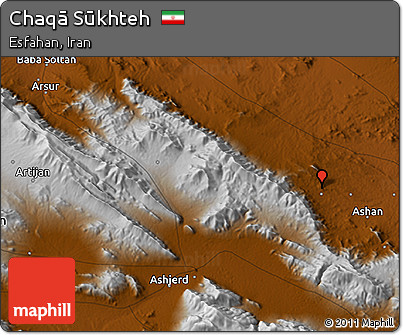 Physical 3D Map of Chaqā Sūkhteh
