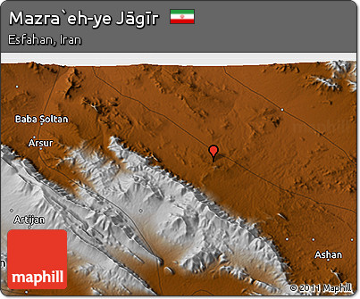 Physical 3D Map of Mazra`eh-ye Jāgīr