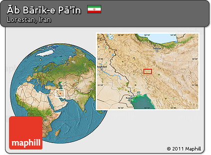Satellite Location Map of Āb Bārīk-e Pā'īn