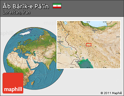 Satellite Location Map of Āb Bārīk-e Pā'īn
