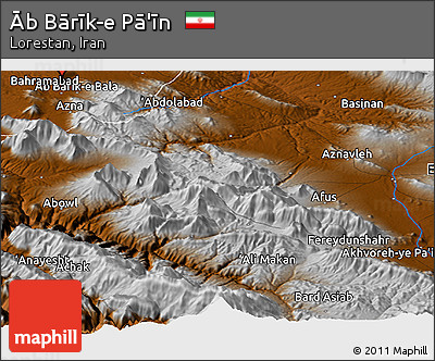 Physical Panoramic Map of Āb Bārīk-e Pā'īn