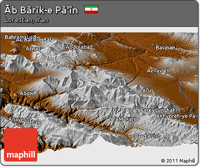 Physical Panoramic Map of Āb Bārīk-e Pā'īn