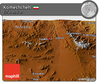 Physical 3D Map of Komeshcheh