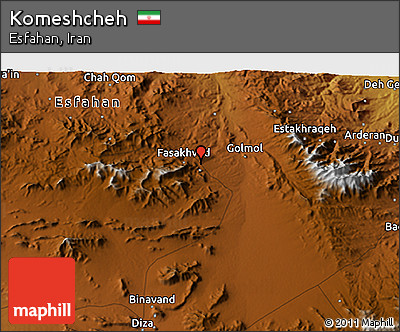Physical 3D Map of Komeshcheh
