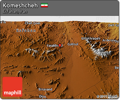 Physical 3D Map of Komeshcheh