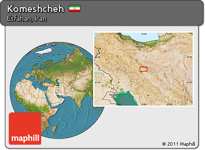 Satellite Location Map of Komeshcheh
