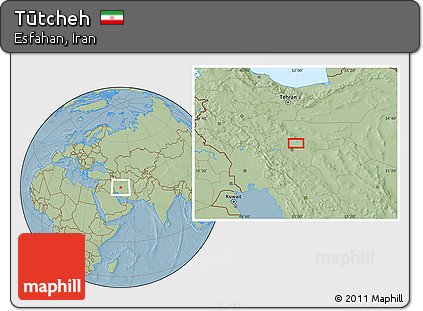 Savanna Style Location Map of Tūtcheh, hill shading