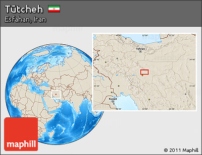 Shaded Relief Location Map of Tūtcheh