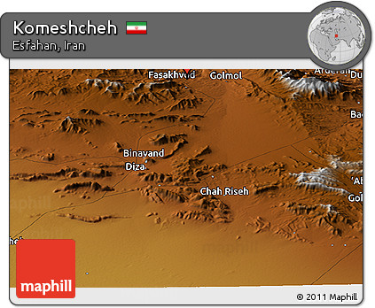Physical Panoramic Map of Komeshcheh