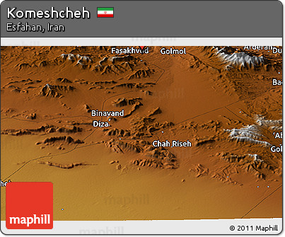 Physical Panoramic Map of Komeshcheh