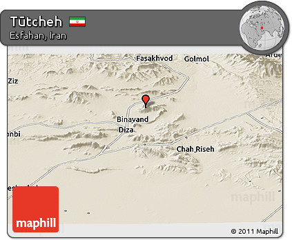 Shaded Relief Panoramic Map of Tūtcheh