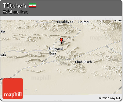 Shaded Relief Panoramic Map of Tūtcheh
