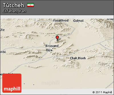 Shaded Relief Panoramic Map of Tūtcheh