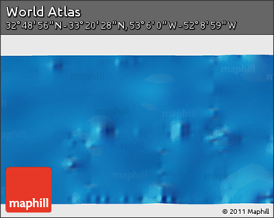 Physical 3D Map of the Area around 33° 4' 42" N, 52° 37' 30" W