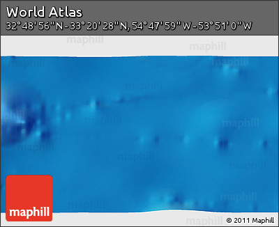 Physical 3D Map of the Area around 33° 4' 42" N, 54° 19' 30" W