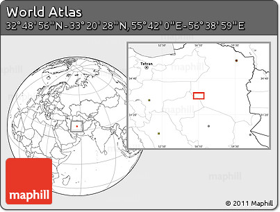 Blank Location Map of the Area around 33° 4' 42" N, 56° 10' 29" E