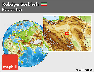 Physical Location Map of Robāţ-e Sorkheh
