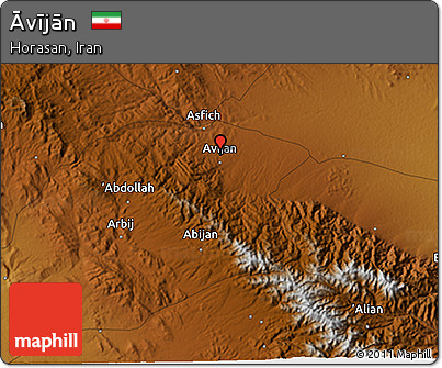 Physical 3D Map of Āvījān