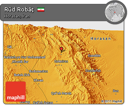 Political 3D Map of Rūd Robāţ