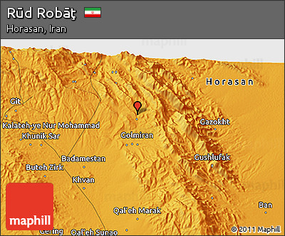 Political 3D Map of Rūd Robāţ