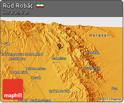 Political 3D Map of Rūd Robāţ