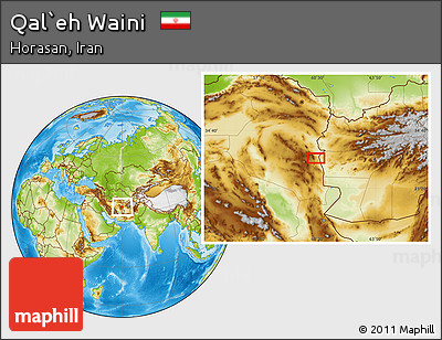 Physical Location Map of Qal`eh Waini
