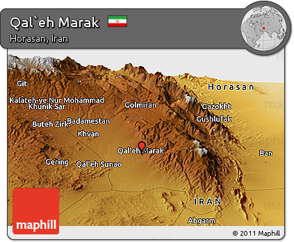 Physical Panoramic Map of Qal`eh Marak