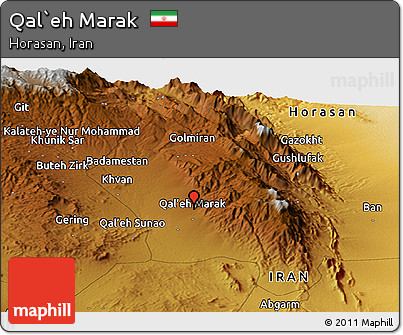 Physical Panoramic Map of Qal`eh Marak
