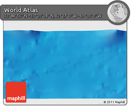 Physical 3D Map of the Area around 33° 4' 42" N, 61° 58' 30" W