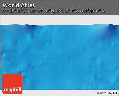 Physical 3D Map of the Area around 33° 4' 42" N, 61° 58' 30" W