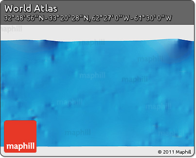 Physical 3D Map of the Area around 33° 4' 42" N, 61° 58' 30" W