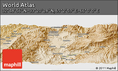 Satellite Panoramic Map of the Area around 33° 4' 42" N, 65° 31' 30" E