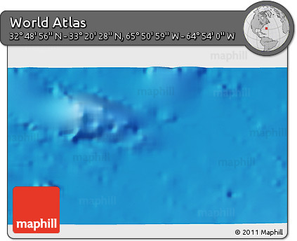 Physical 3D Map of the Area around 33° 4' 42" N, 65° 22' 30" W