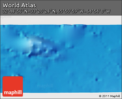 Physical 3D Map of the Area around 33° 4' 42" N, 65° 22' 30" W