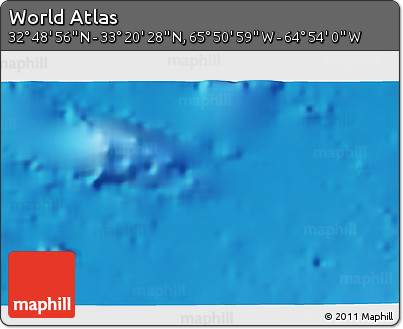 Physical 3D Map of the Area around 33° 4' 42" N, 65° 22' 30" W