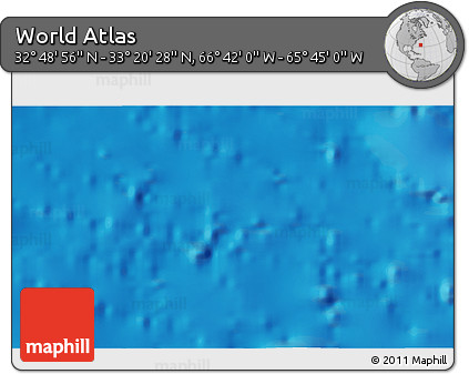 Physical 3D Map of the Area around 33° 4' 42" N, 66° 13' 29" W